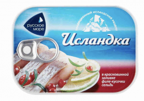 Сельдь Исландка в Красновинной заливке 115 гр.